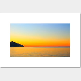 Sunset view from le Terrazze di Portonovo with axial color gradient sky Posters and Art